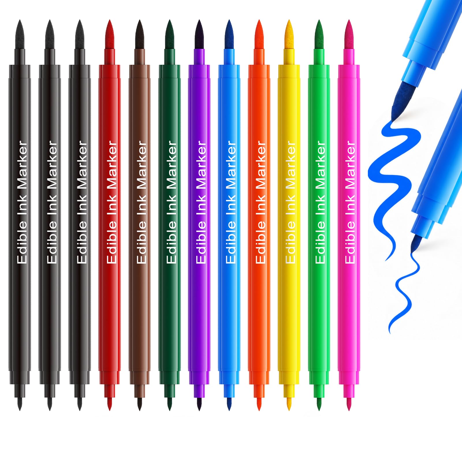 Jewem edible markers 12 pack dual-tip for cookies and desserts