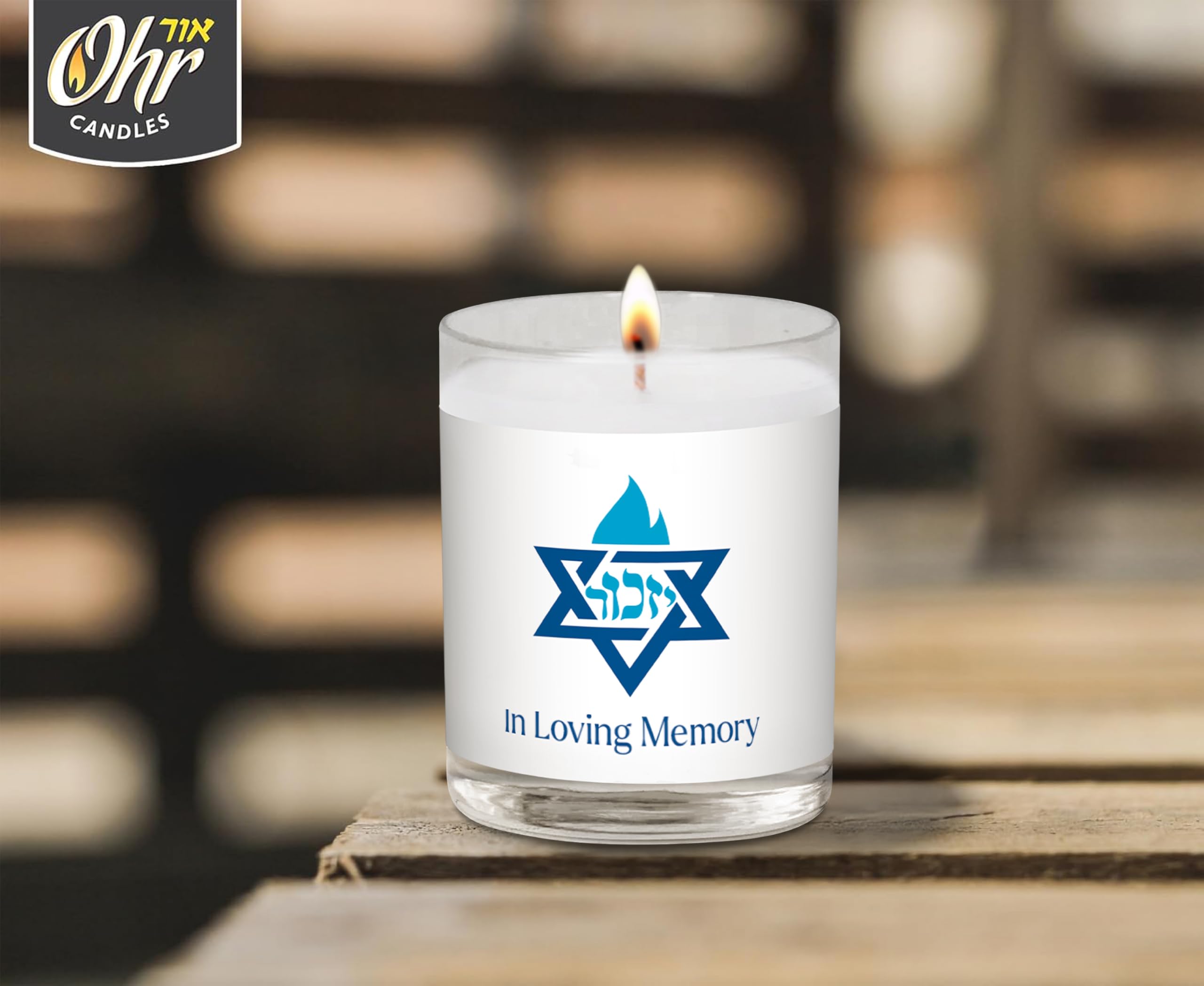 European made yahrzeit candle in glass tumbler