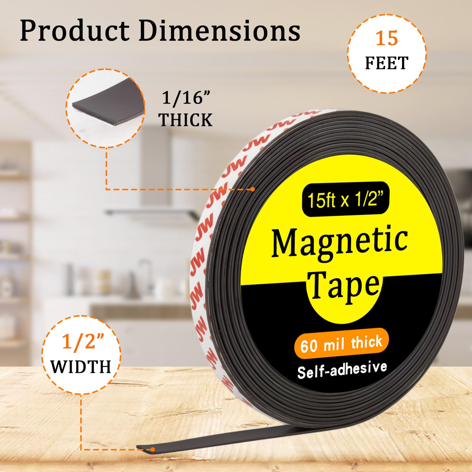 Adhesive backed magnetic tape for smooth surfaces