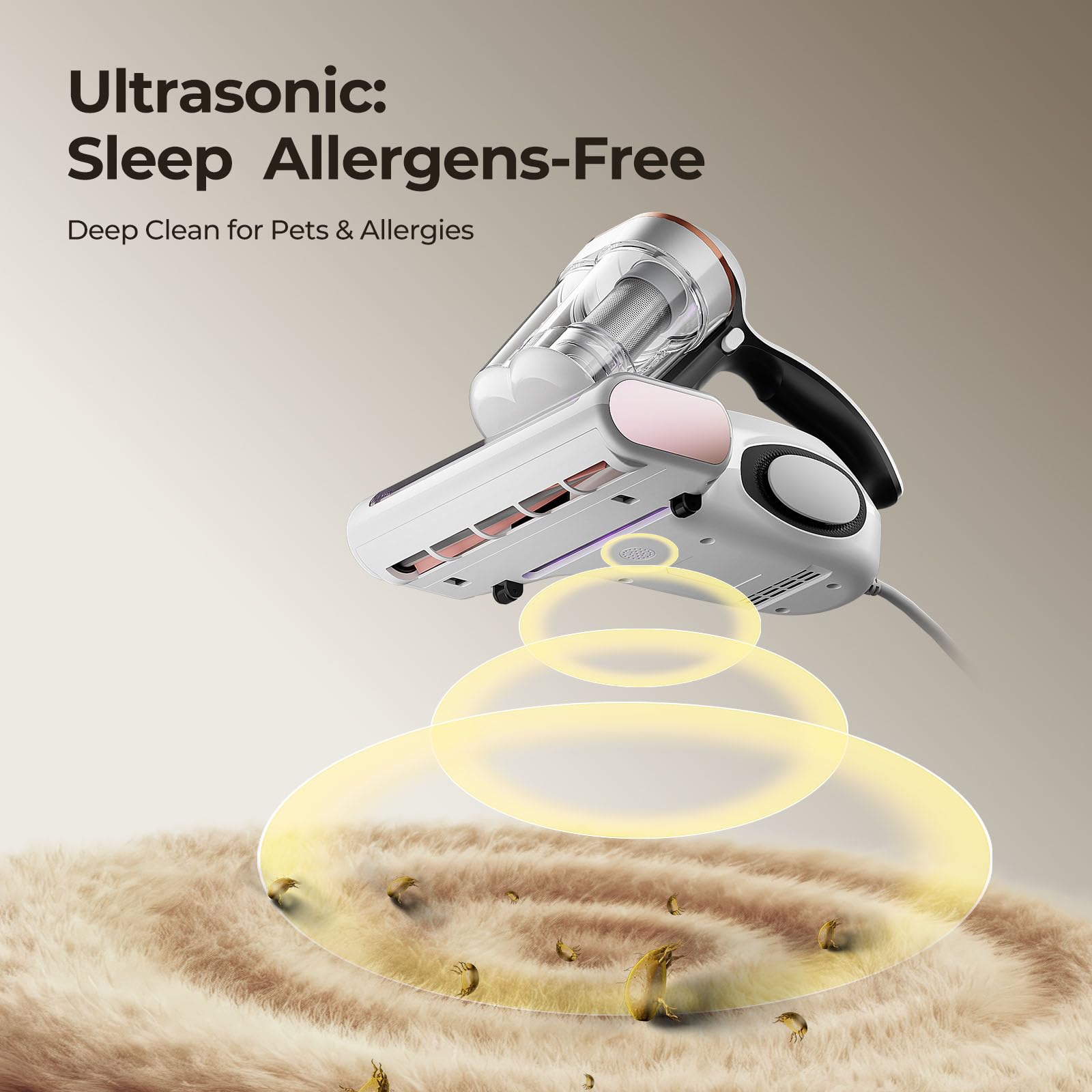 Dual-cup filtration system on JIGOO J300 bed vacuum