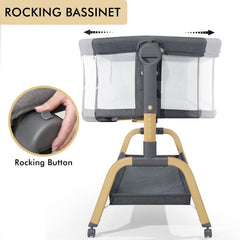 Jimglo bedside bassinet with mesh sides