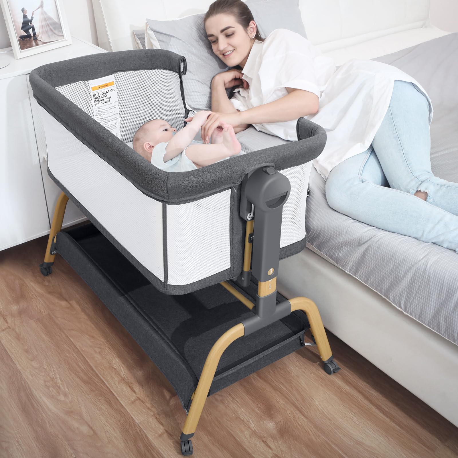 Jimglo foldable portable bedside crib image