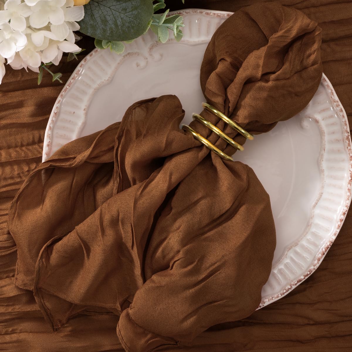 Jimtx Cheesecloth Napkins set of 20 brown 21x21 napkins