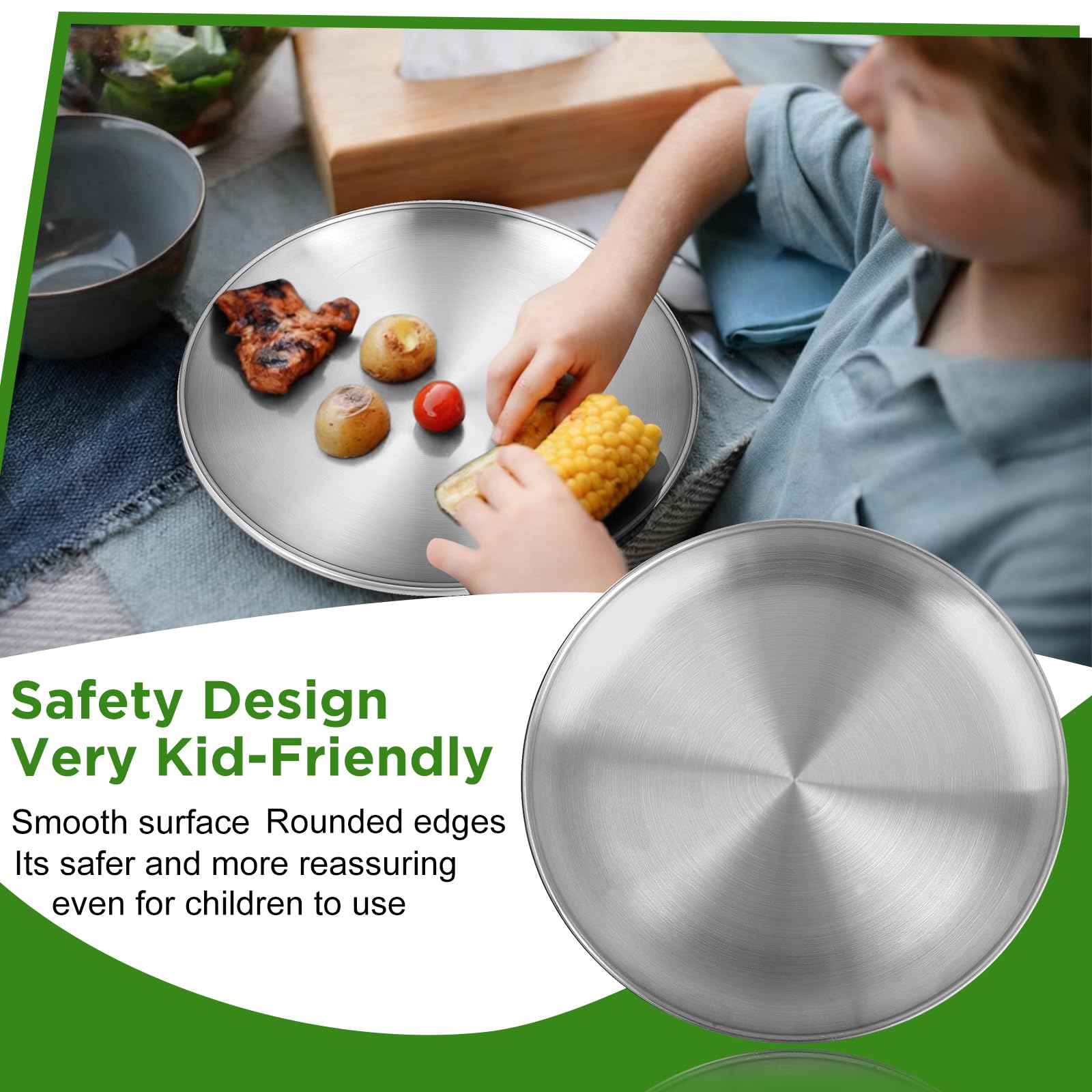 10 inch round metal serving plate suitable for camping and picnics