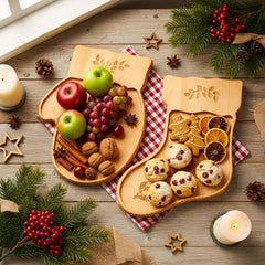 two wooden trays for cheese and snacks Christmas decor