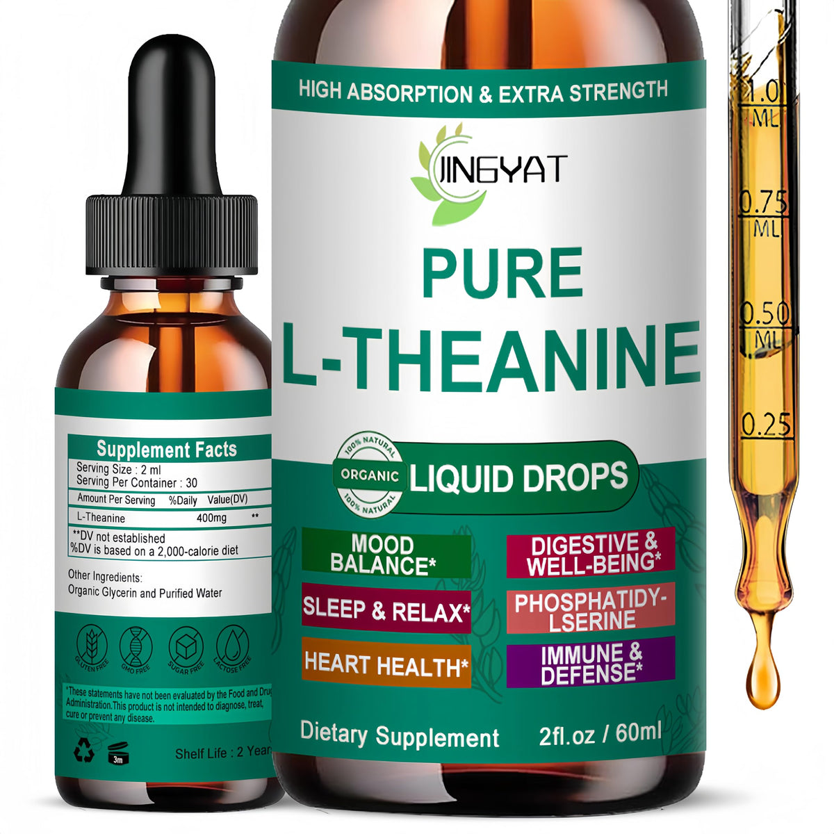 JINGYAT L Theanine Liquid Drops bottle 400mg