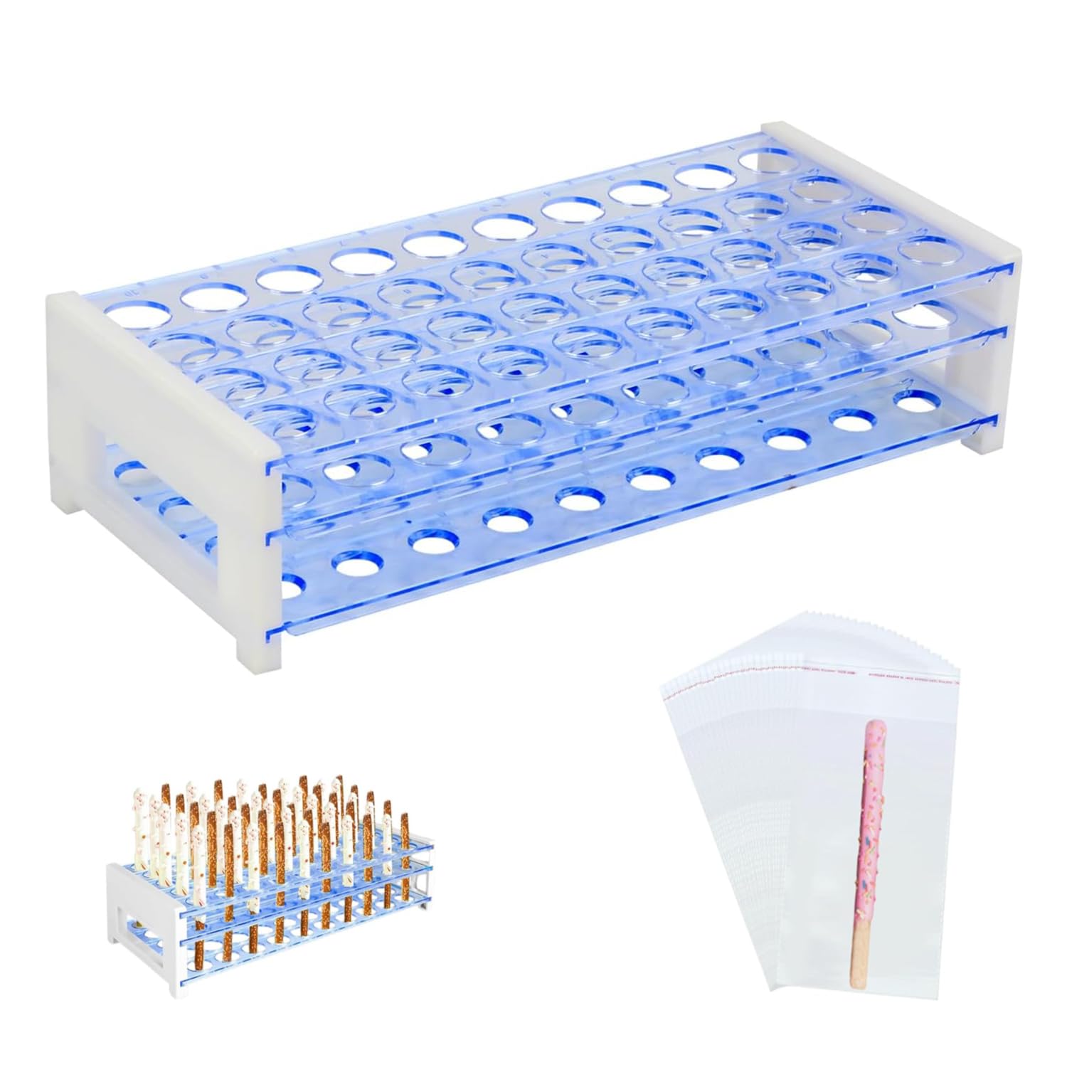 JINJUMEI Pretzel Rod Holder Kit blue stand with 40 holes