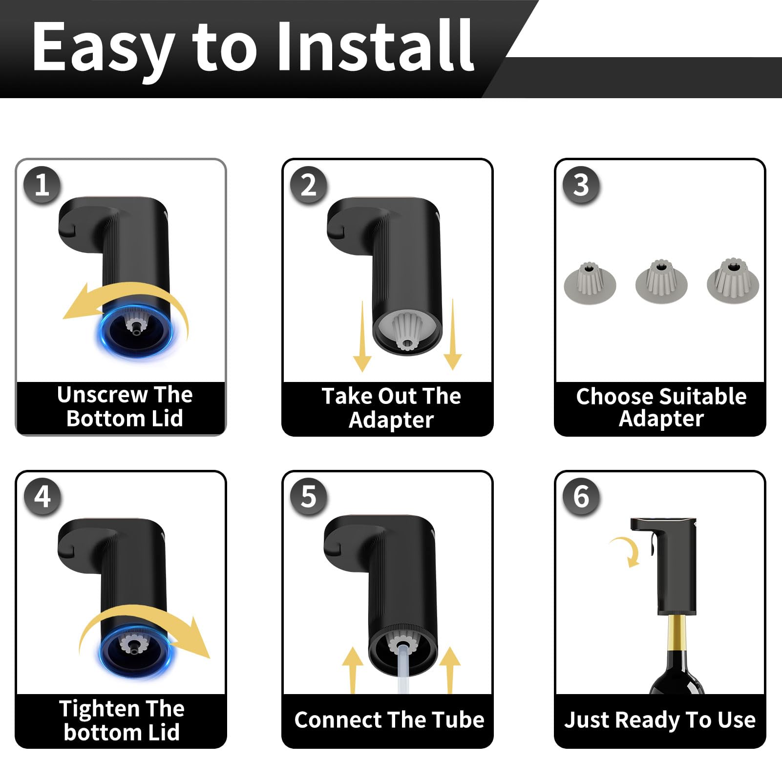 Adapter set and silicone tubes to fit most bottle sizes