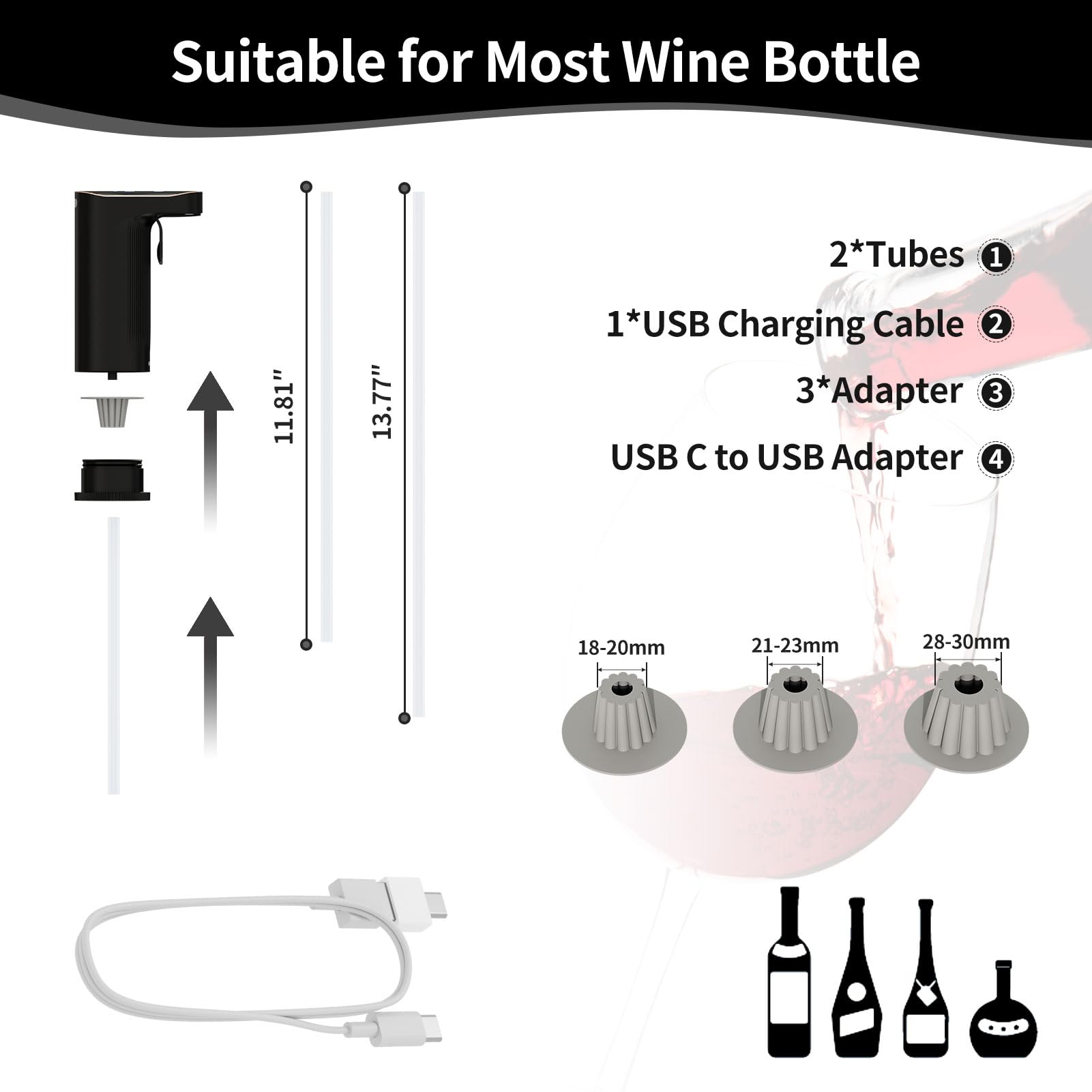 Fits red white wine whiskey champagne and brandy bottles