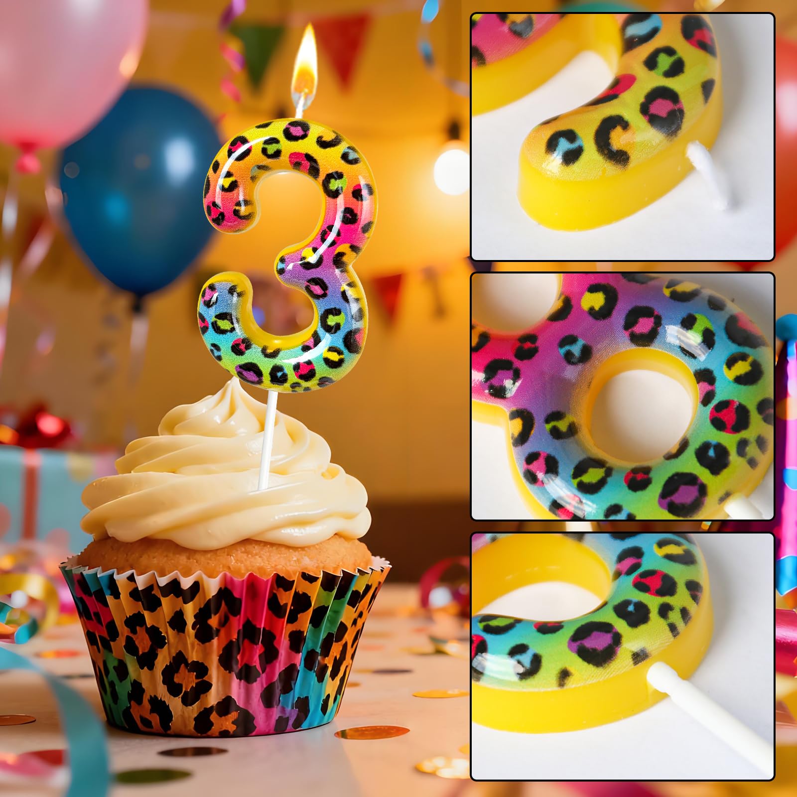 0-9 number candles leopard print Jinrea birthday decor