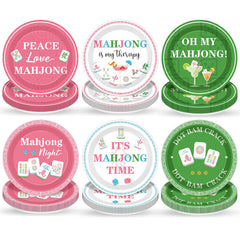 Jisfigtrh 48PCS Mahjong Party Plates six styles
