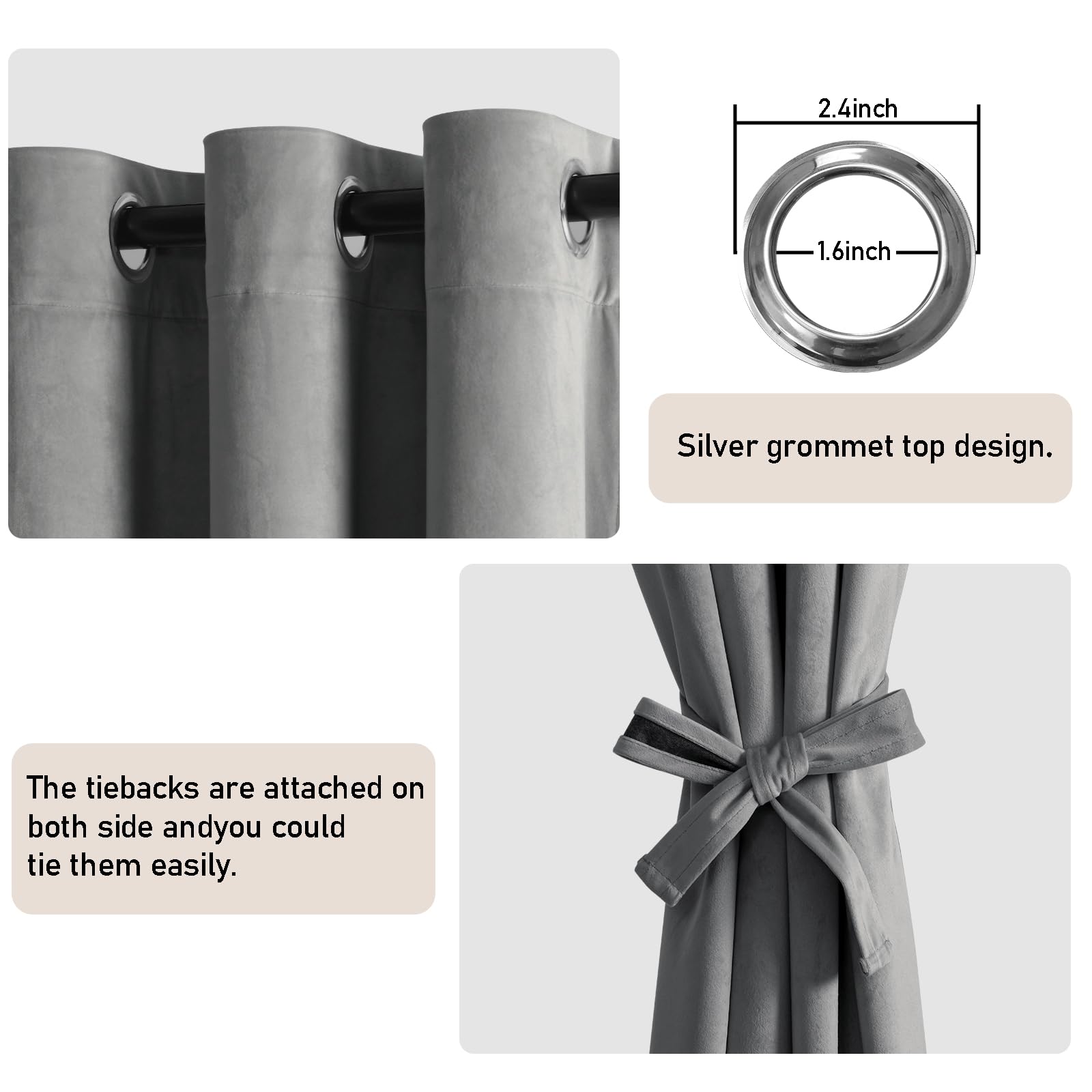 two panels 52W x 96L velvet curtains