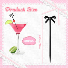30 piece JJUNW black bow toothpicks for appetizers