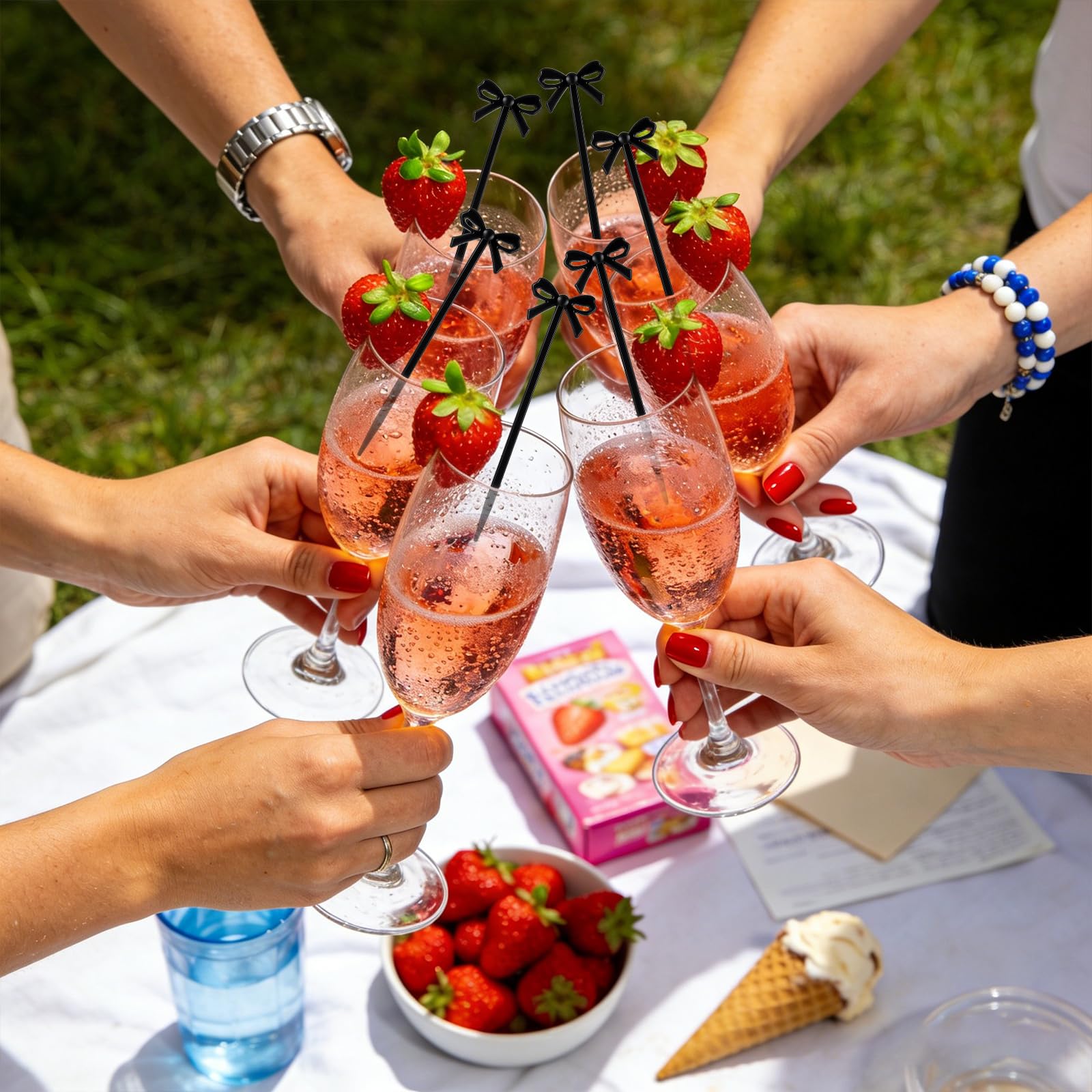 Durable PS material bow picks for garnishes