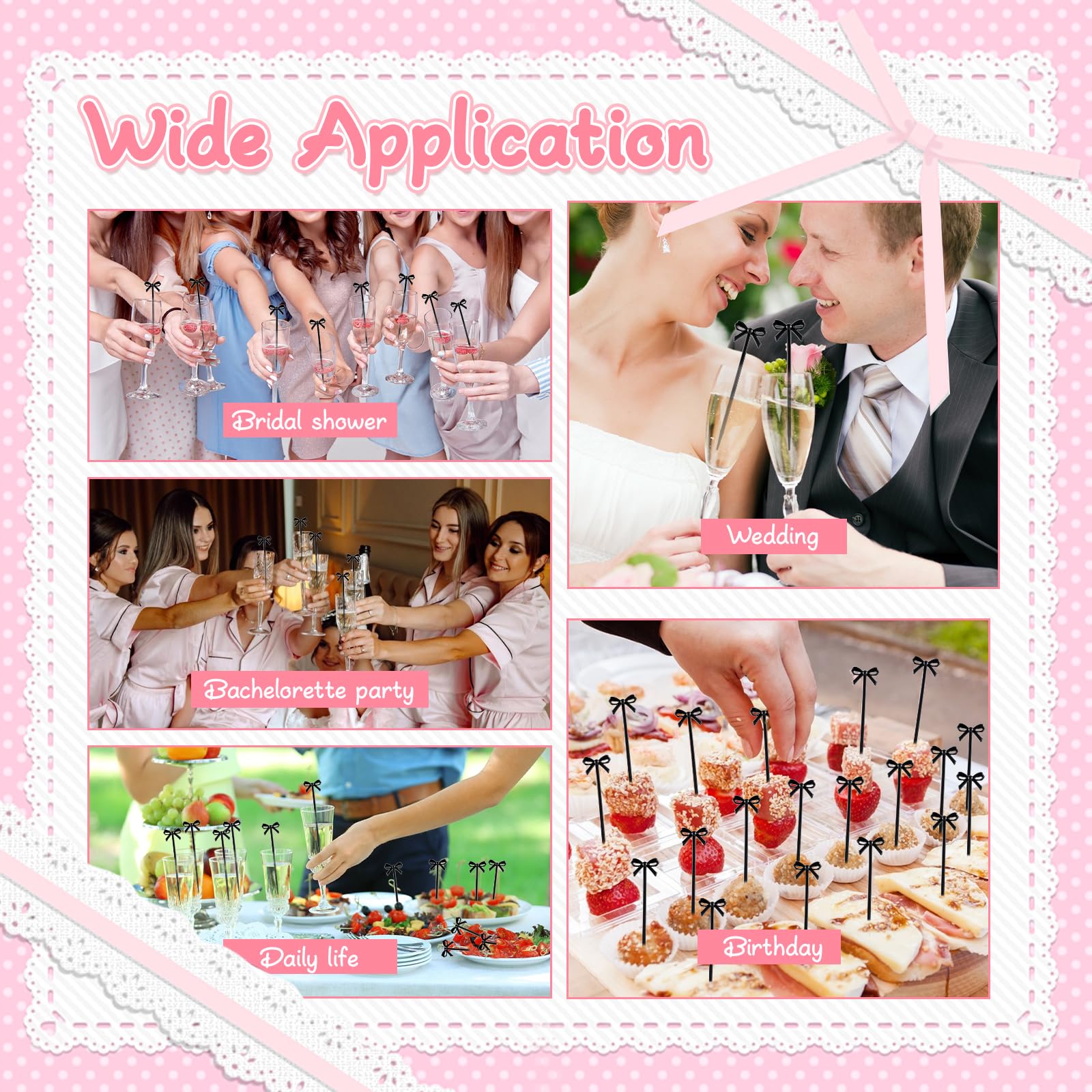 Party decorations with JJUNW black bow picks
