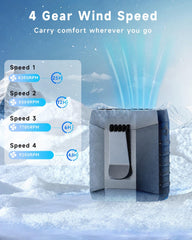 4-in-1 personal cooling setup for belt neck desk or handheld