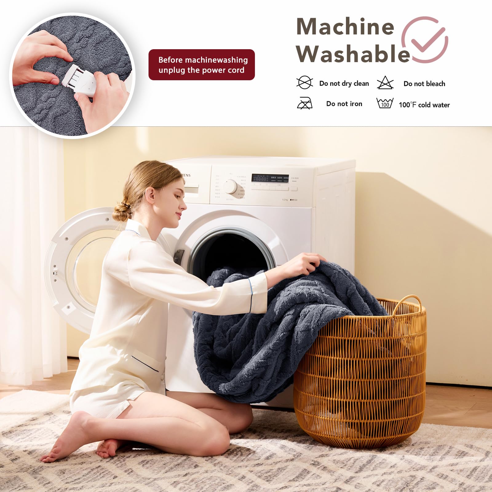 Grey JKMAX heated electric blanket packaging and color