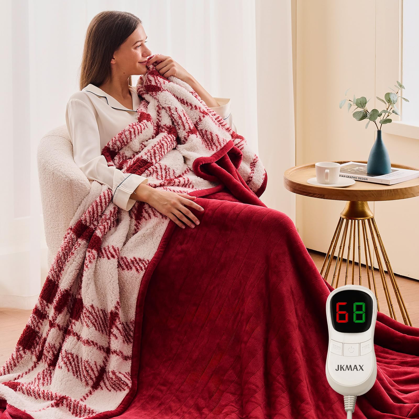 jkmax heated blanket twin size red product image