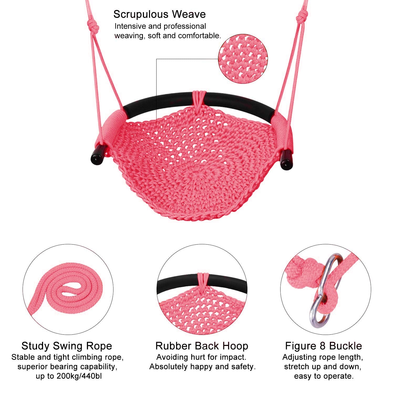 JKsmart Kids Net Swing Seat for kids in pink