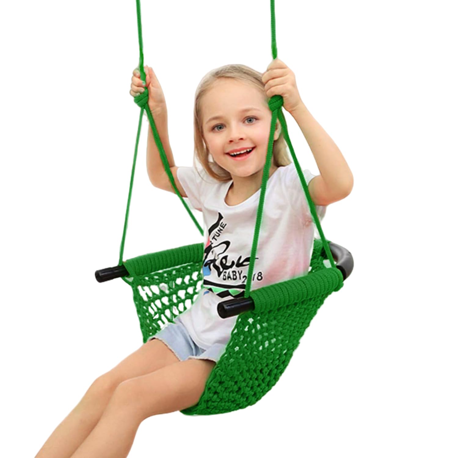 JKsmart swing seat for kids green with rope and straps