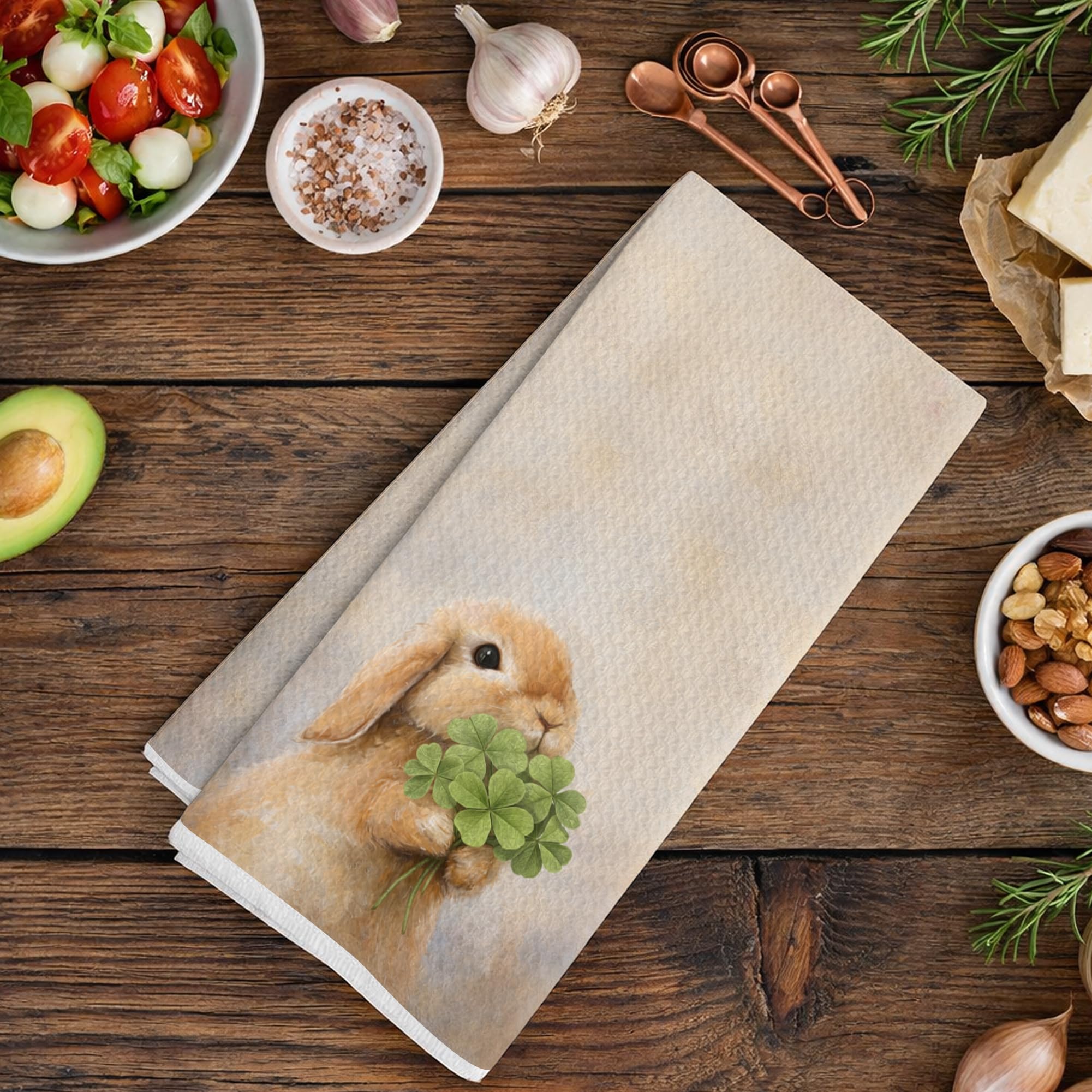 Bunny motif towel for kitchen and bathroom