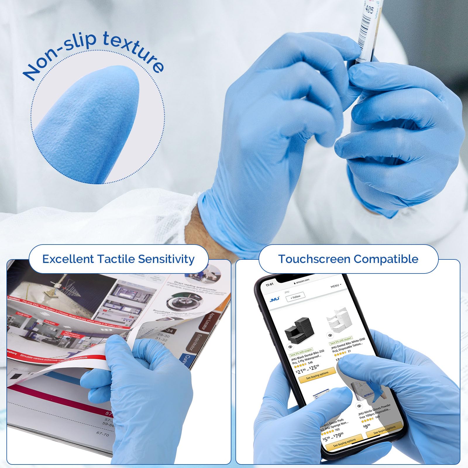 Ambidextrous fit nitrile gloves JMU alt text