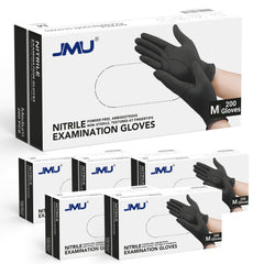 JMU Black Nitrile Gloves Medium Bulk Case of 1200 3.5 mil