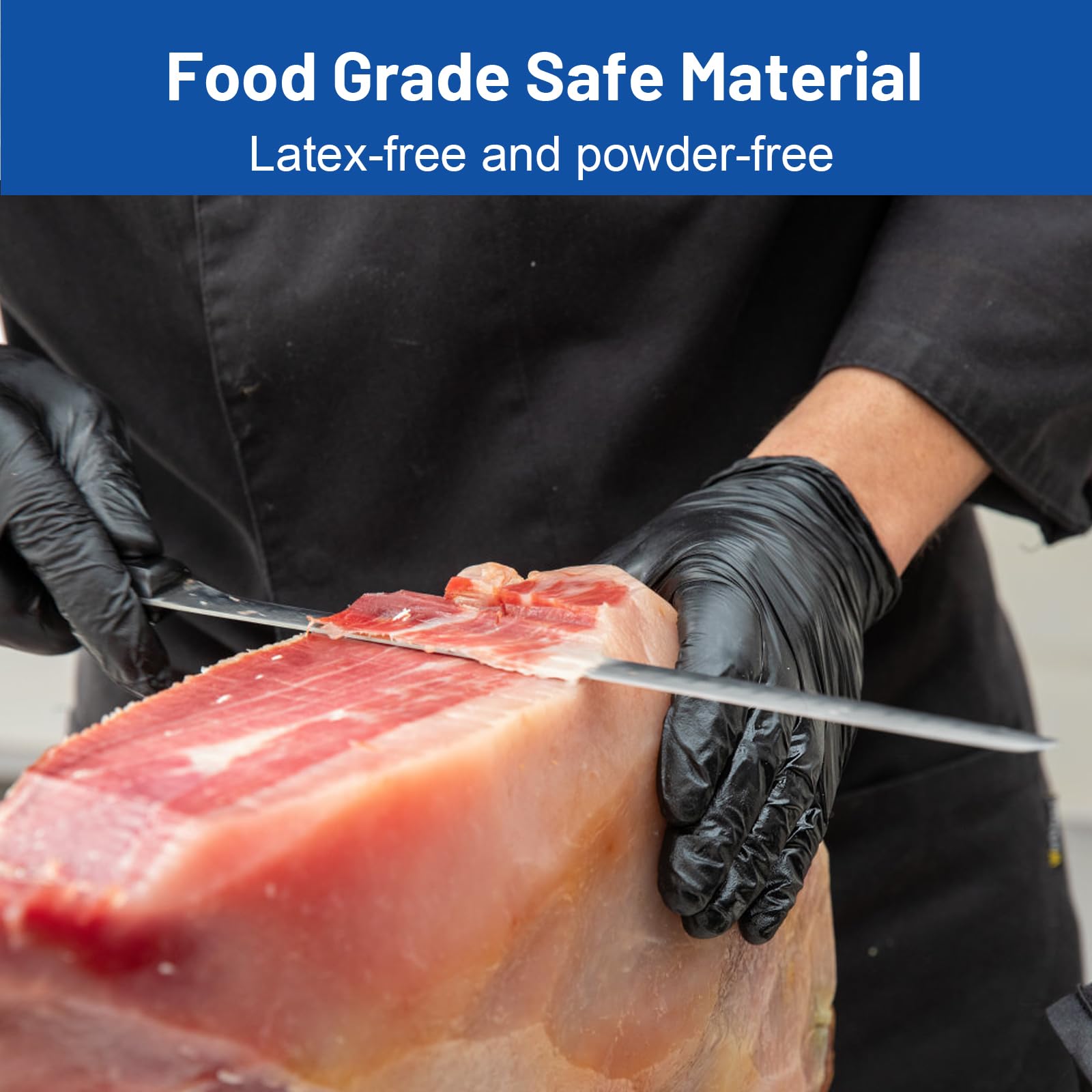 Black food grade nitrile gloves for cooking and food service