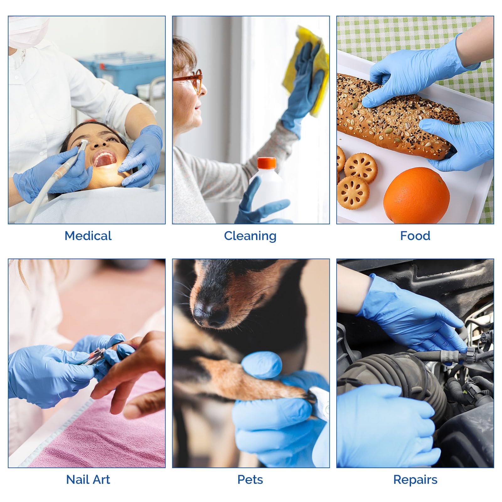 JMU nitrile gloves suitable for hospitals and labs alt text