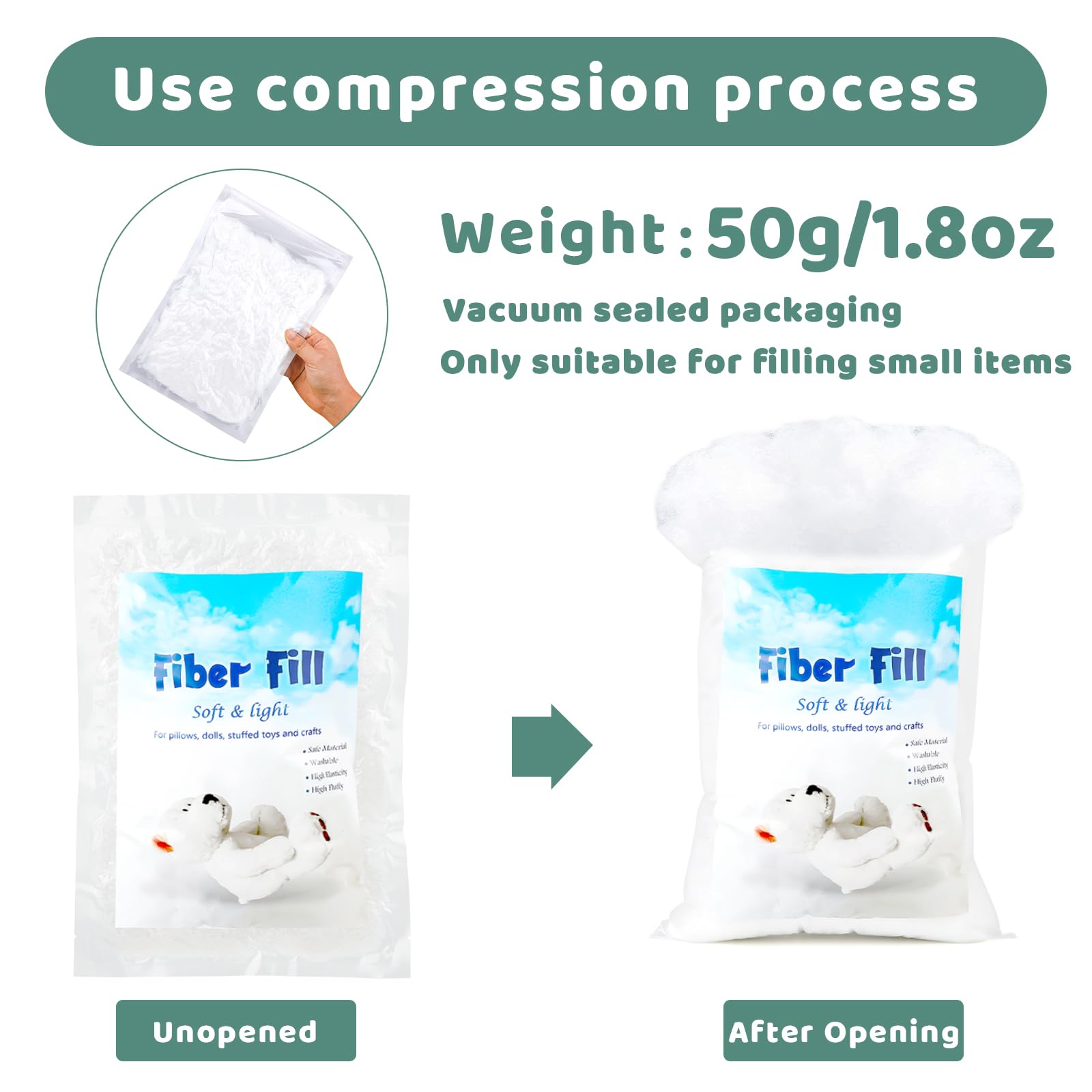 50g 1.8oz premium polyester fiberfill for crafts
