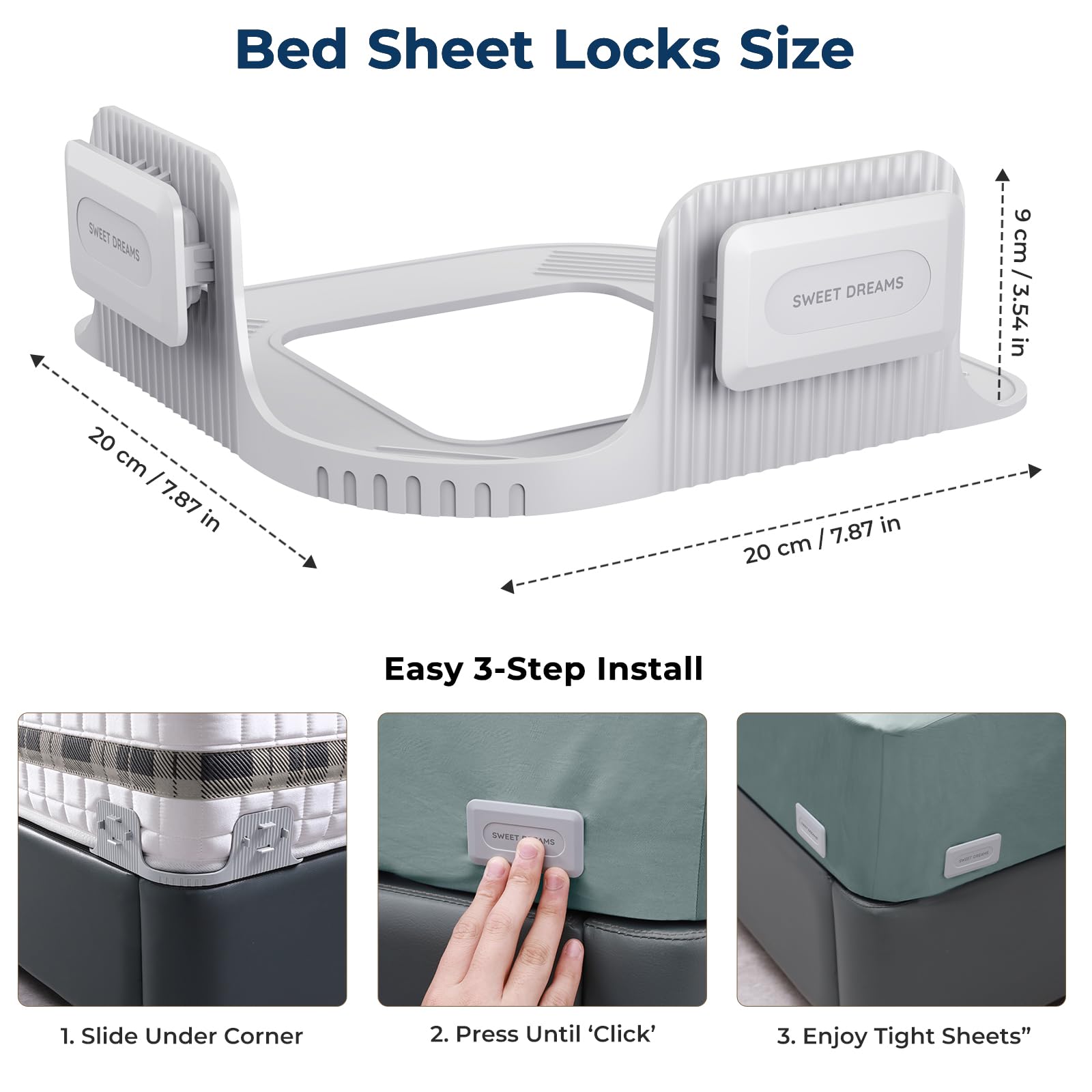ABS plastic corner sheet locks prevent snagging