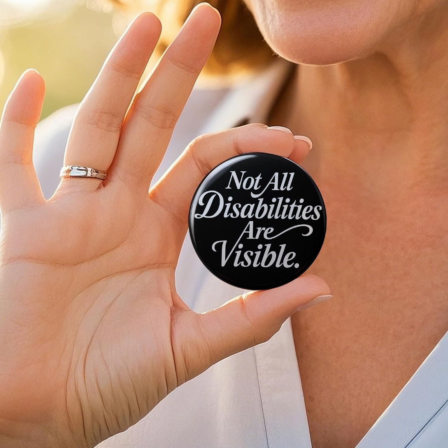 JNSVIEA Gift box packaging included for Not All Disabilities Are Visible Pin Badge Button
