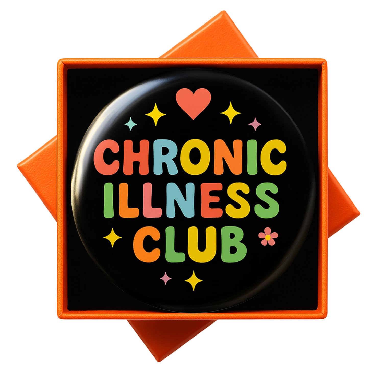 JNSVIEA Chronic Illness Club Pin Button Badge 2.3 inch black base
