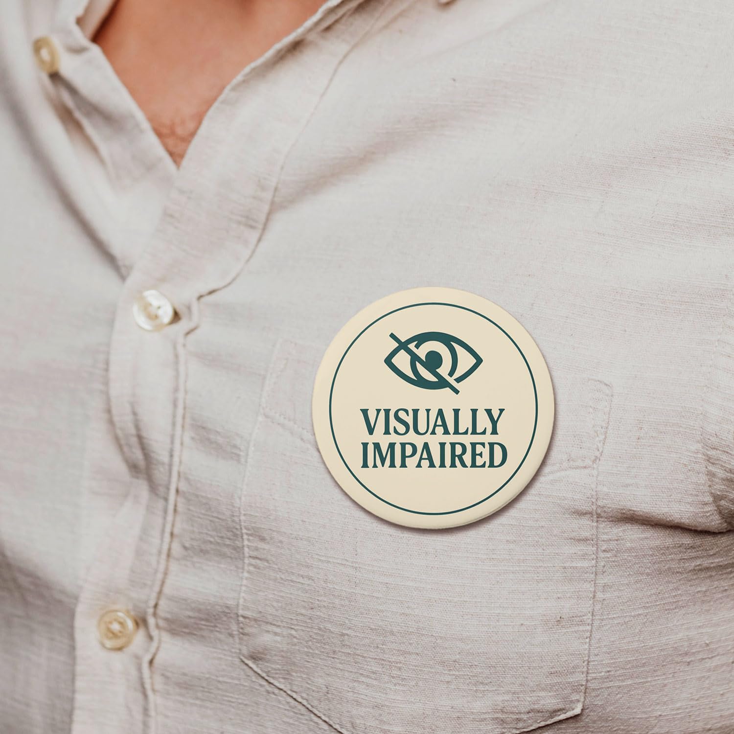 Eyesight disability awareness tool badge for educators and clinics