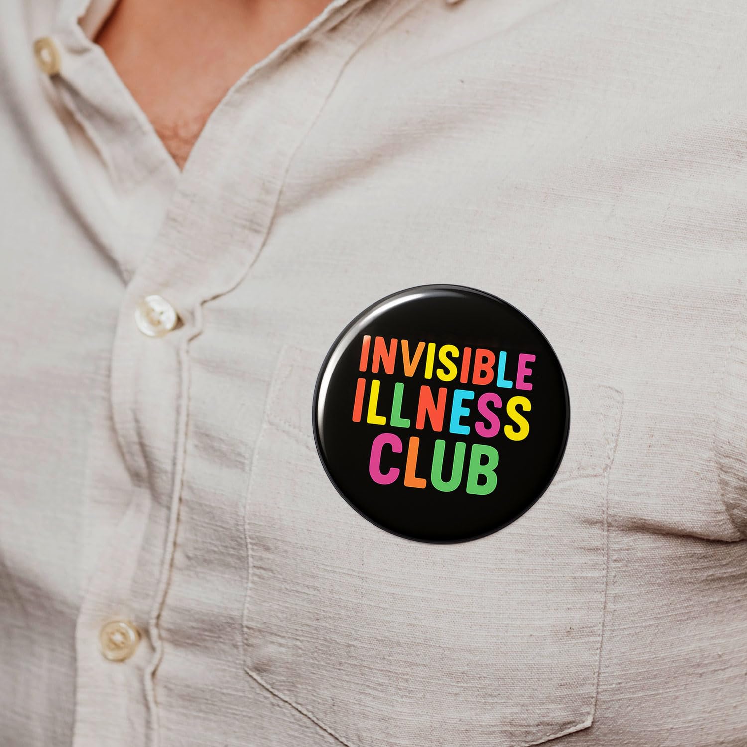 Gift-ready badge packaging for Invisible Disability Club Pinback Button Badge