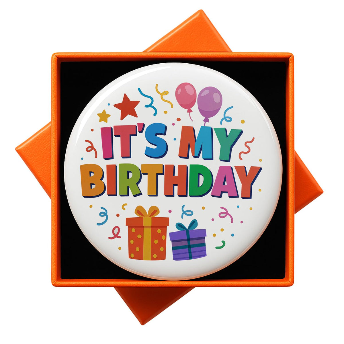 JNSVIEA It's My Birthday Button Badge Pin front view 2.3 inch