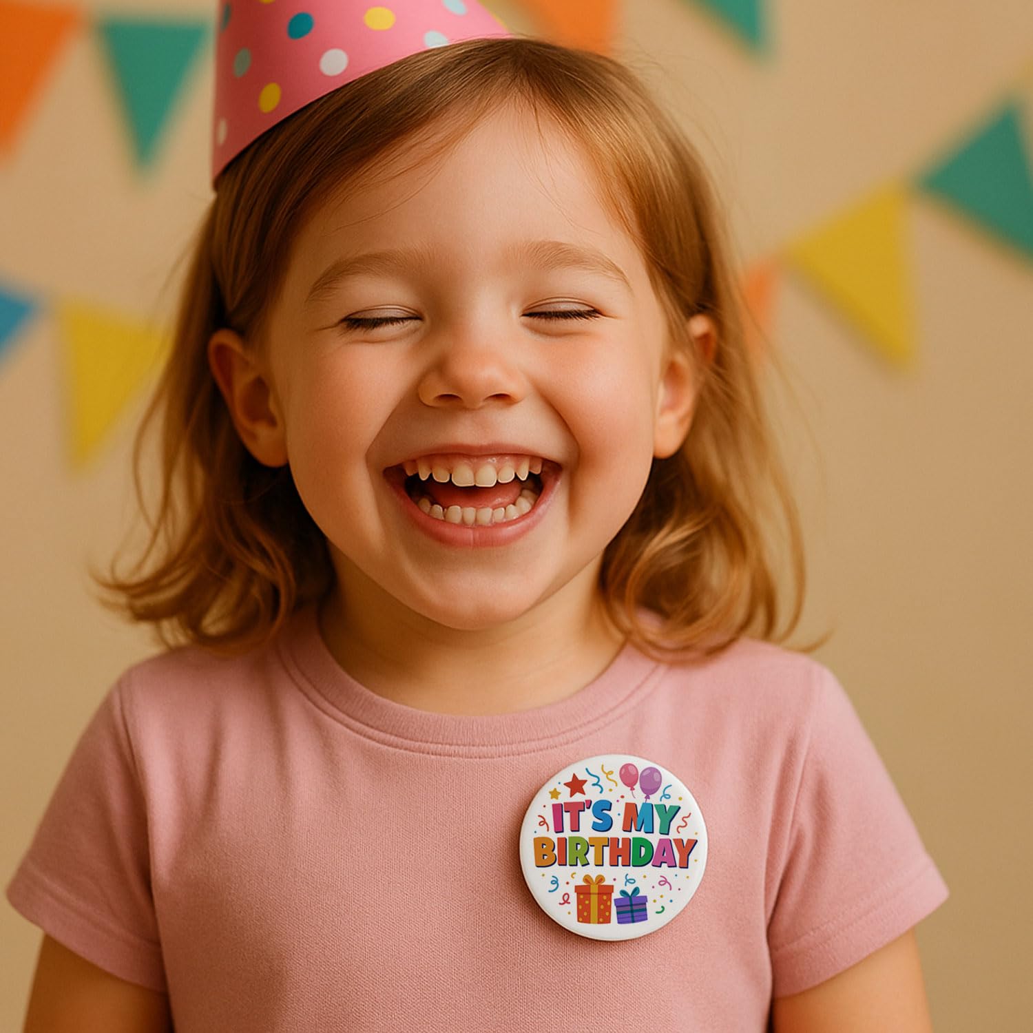 2.3 inch birthday badge pin in gift box packaging