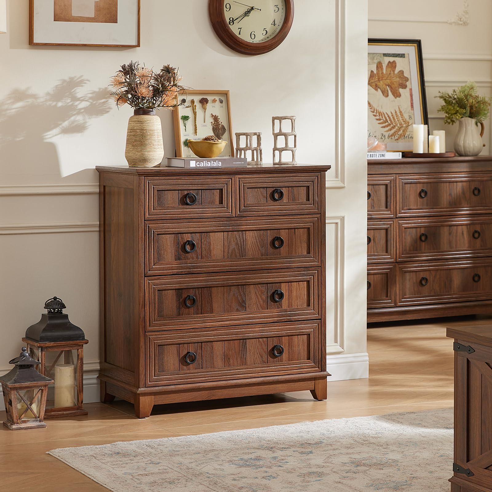 Farmhouse style dresser tabletop and storage