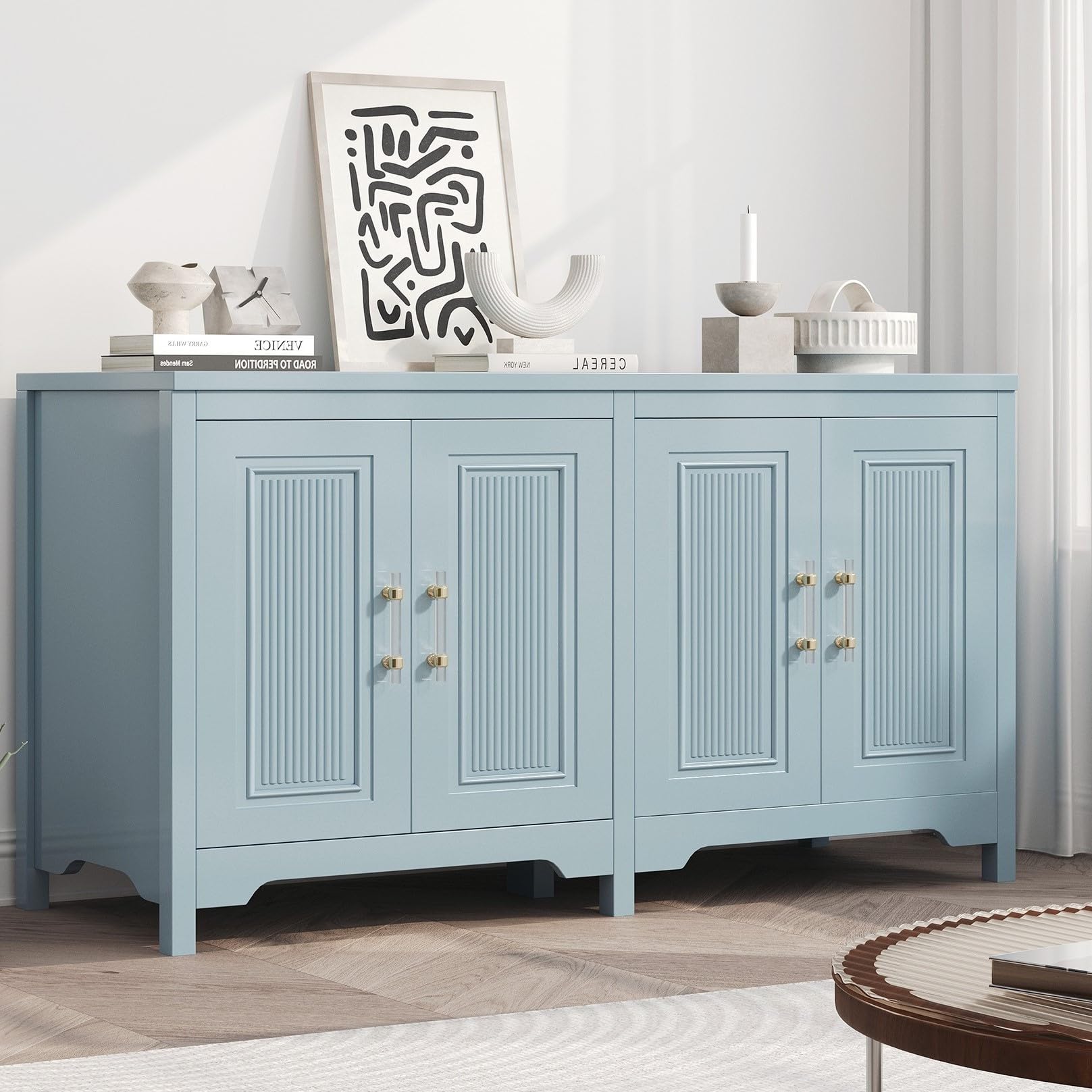 55-inch kitchen buffet cabinet slate blue