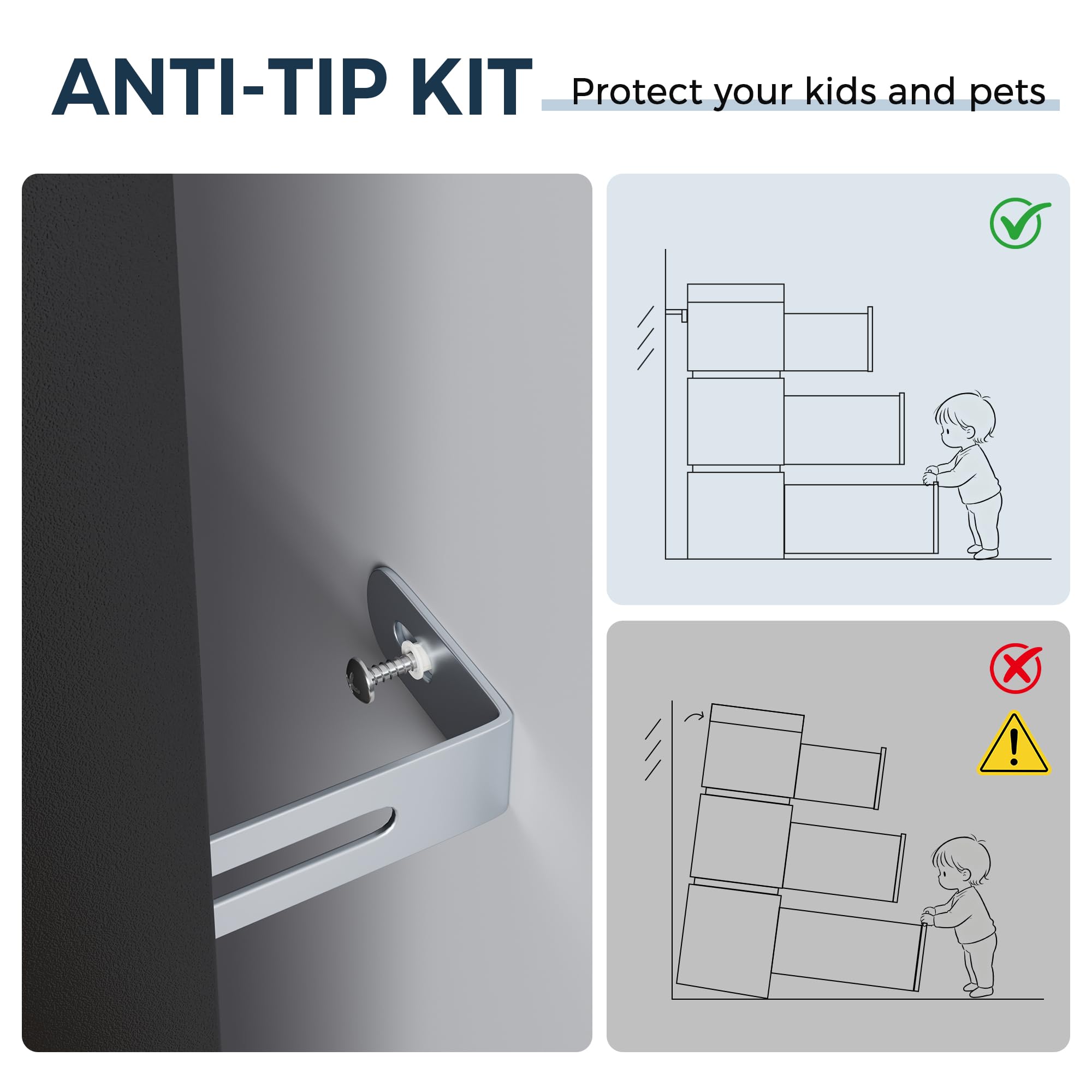 Jocoevol anti-tip kit included for stability