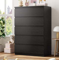 Jocoevol Black 5 Drawer Dresser front view