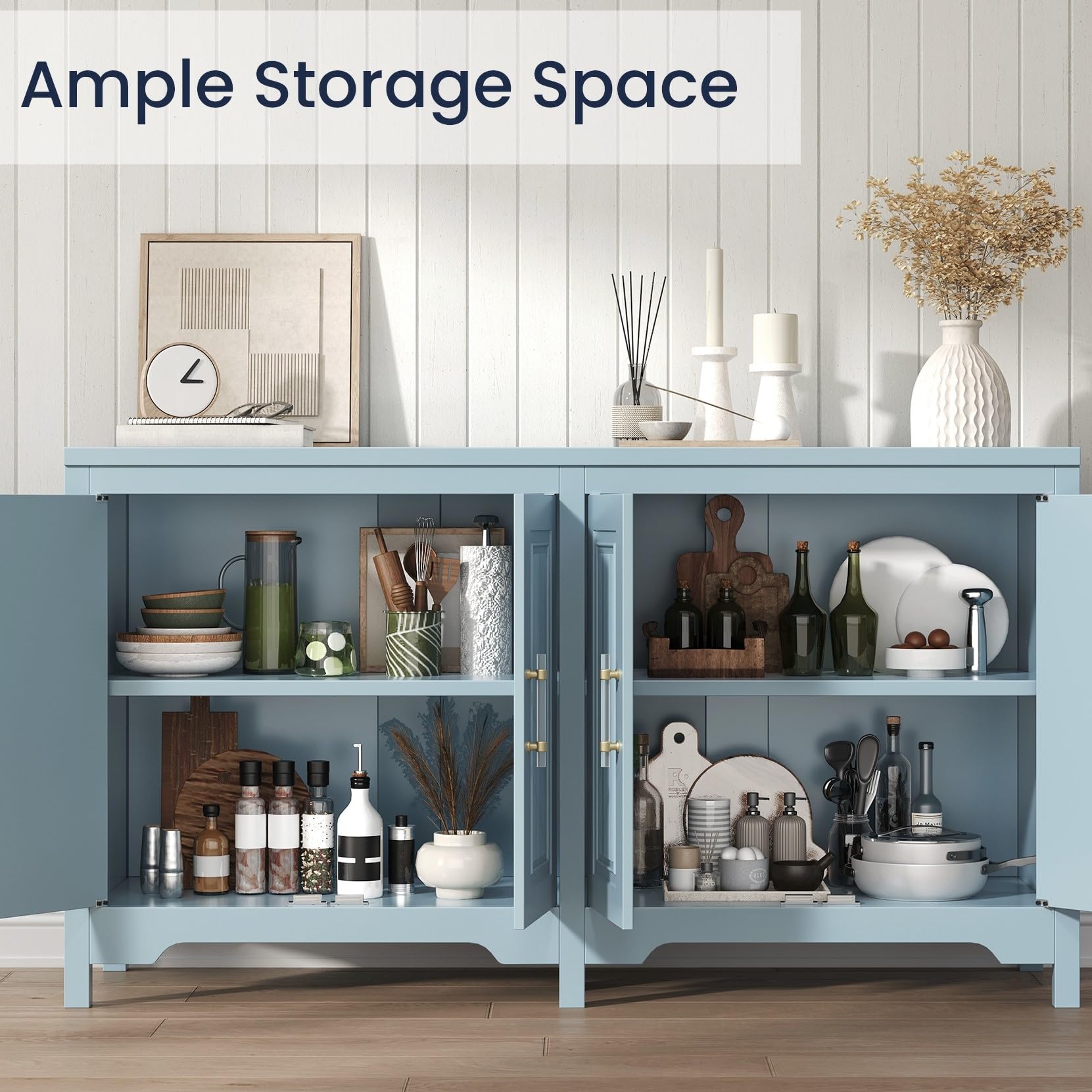 Jocoevol modern farmhouse coffee bar cabinet slate blue