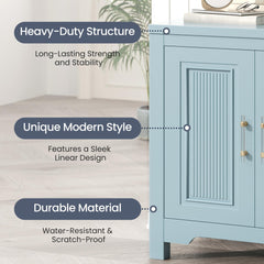 Jocoevol sideboard cabinet with shelves slate blue