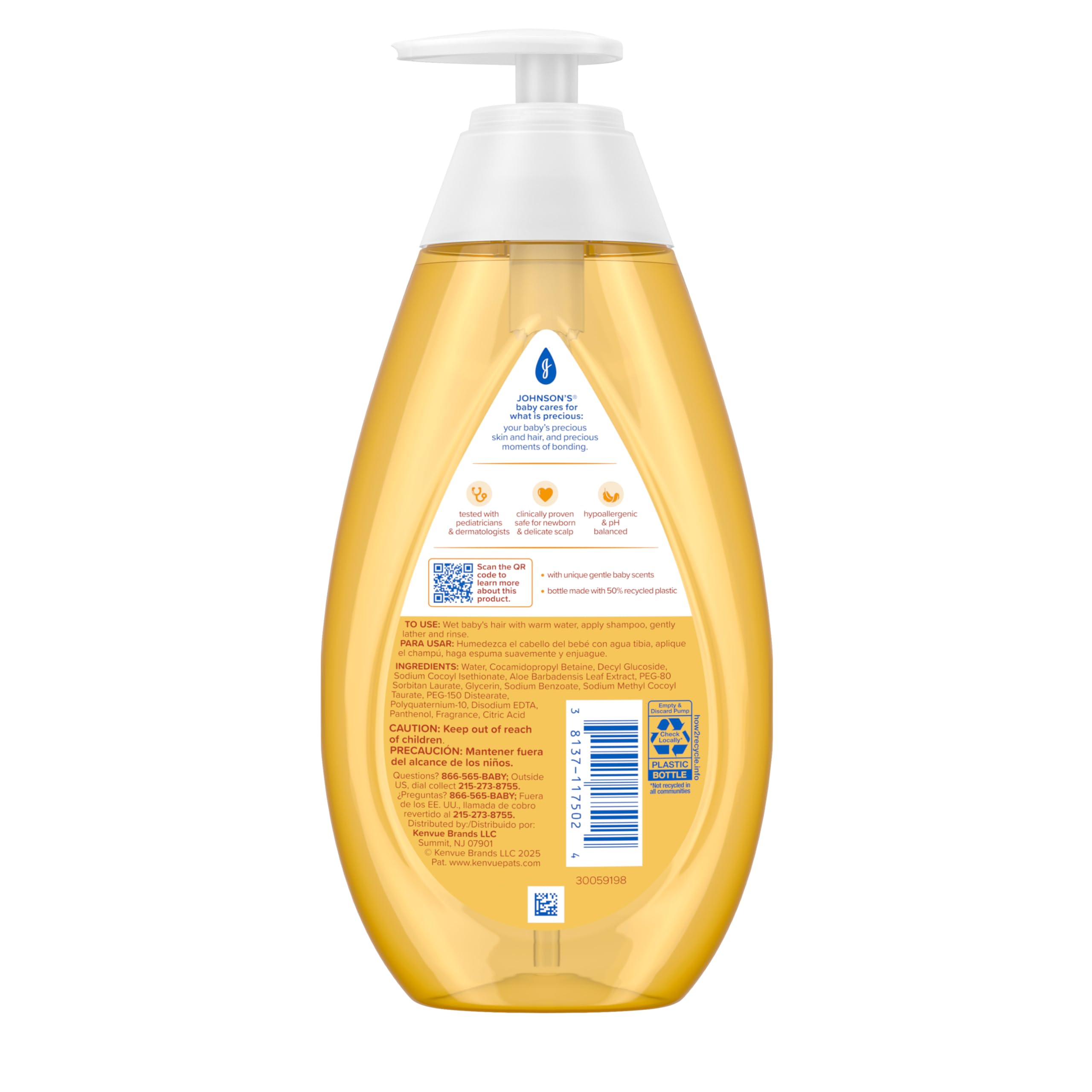 Bottle made with 50% recycled plastic Johnson's Shampoo