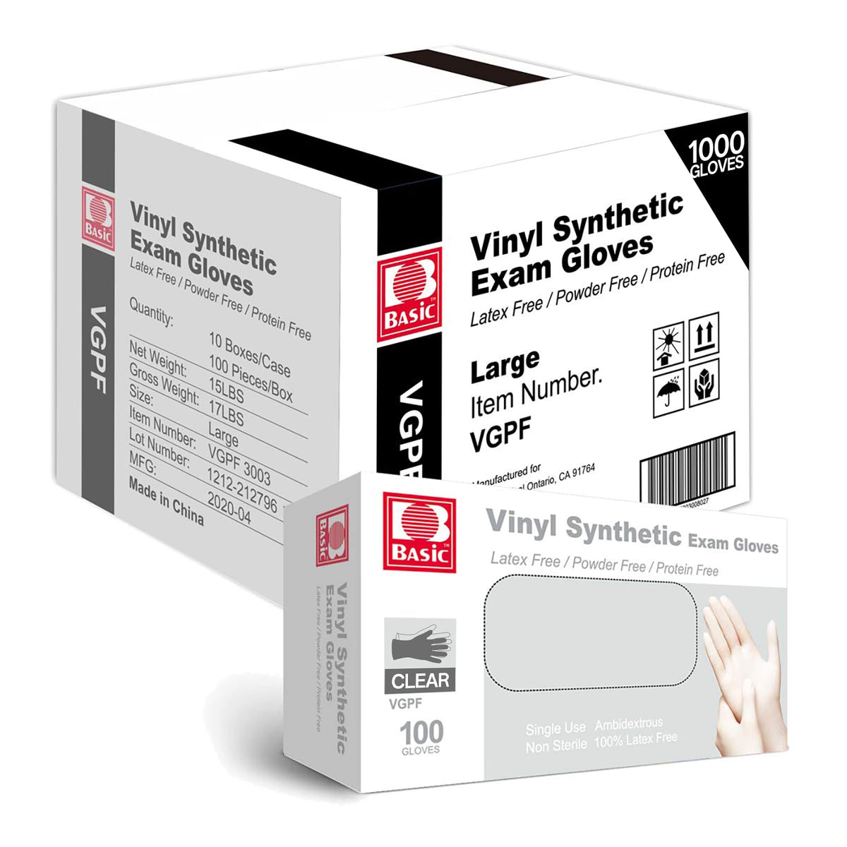 jointown basic medical vinyl exam gloves box front