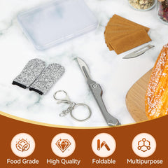 Stainless steel dough scorer knife with replaceable blades