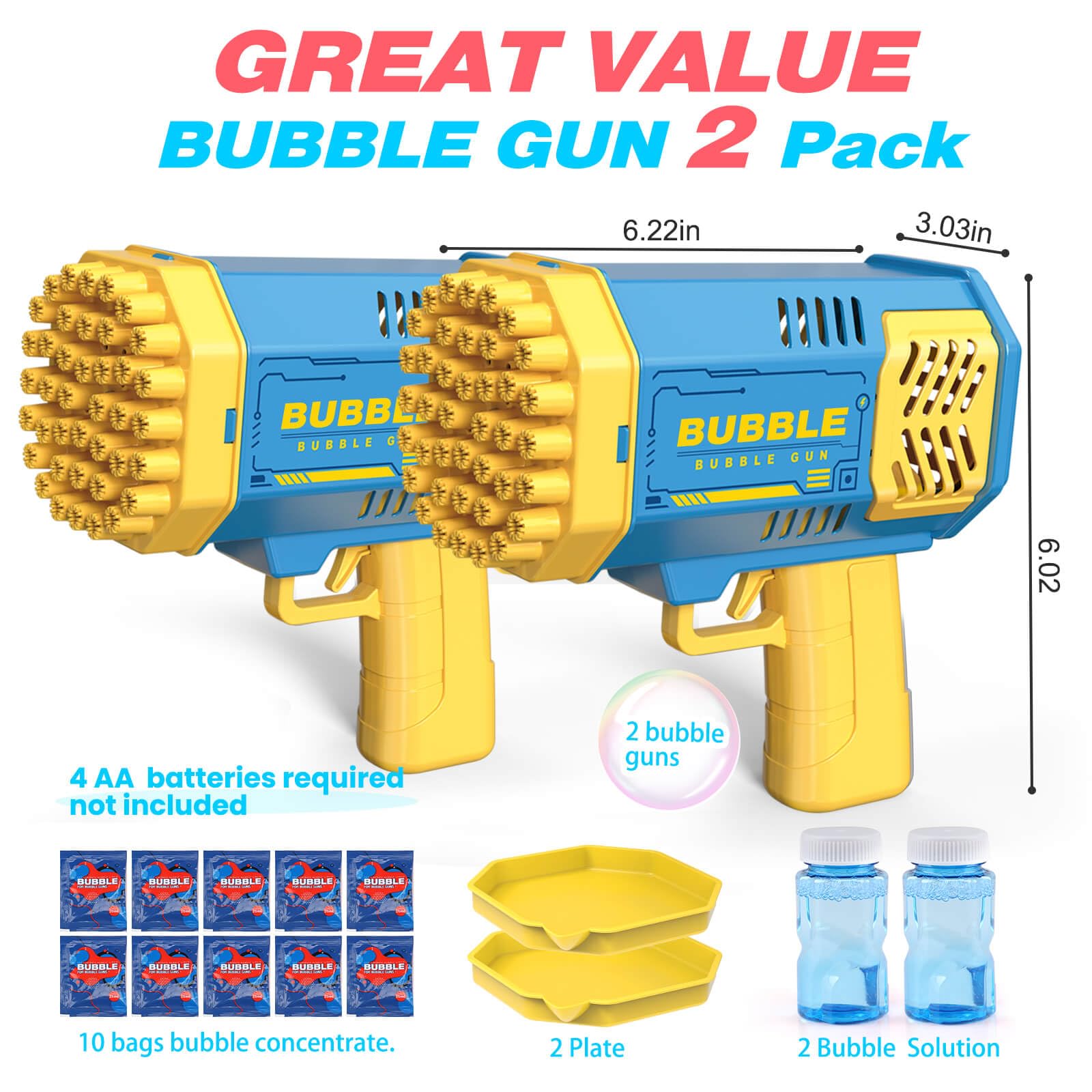 Bubble machine 2-piece set with refills and concentrate
