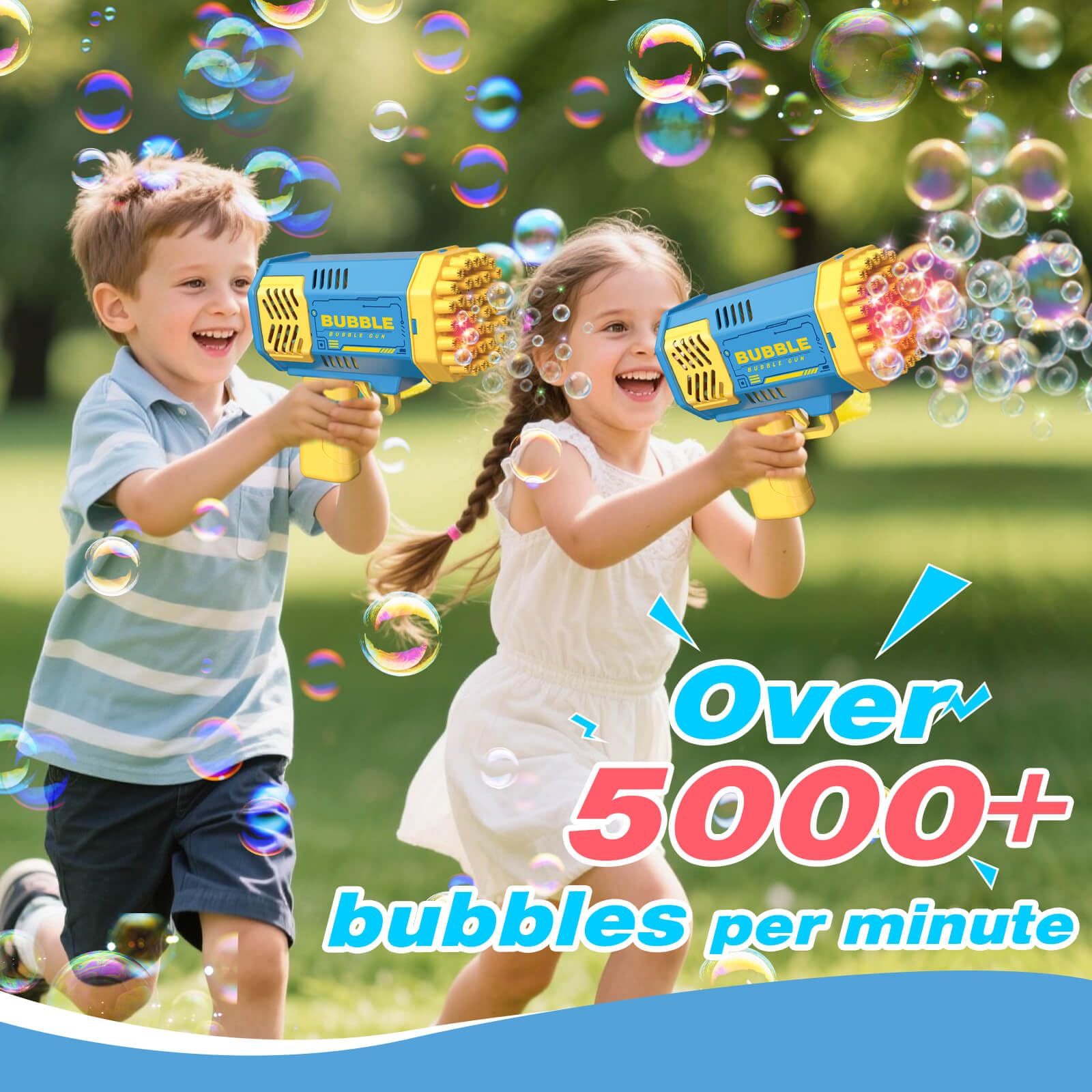 JONEG bubble blower with 40 holes and lights