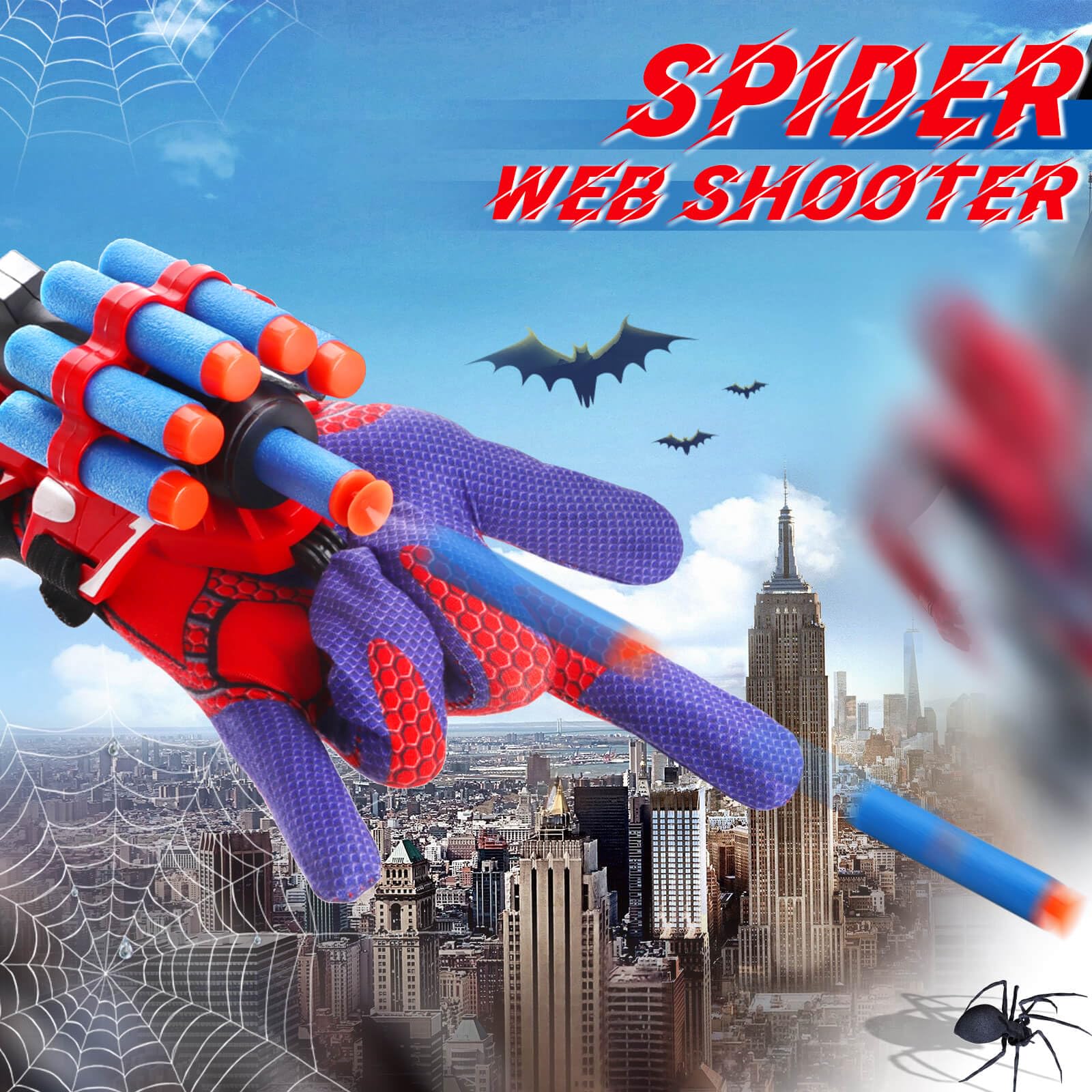 JONEG Web Shooters in action with kids pretend play