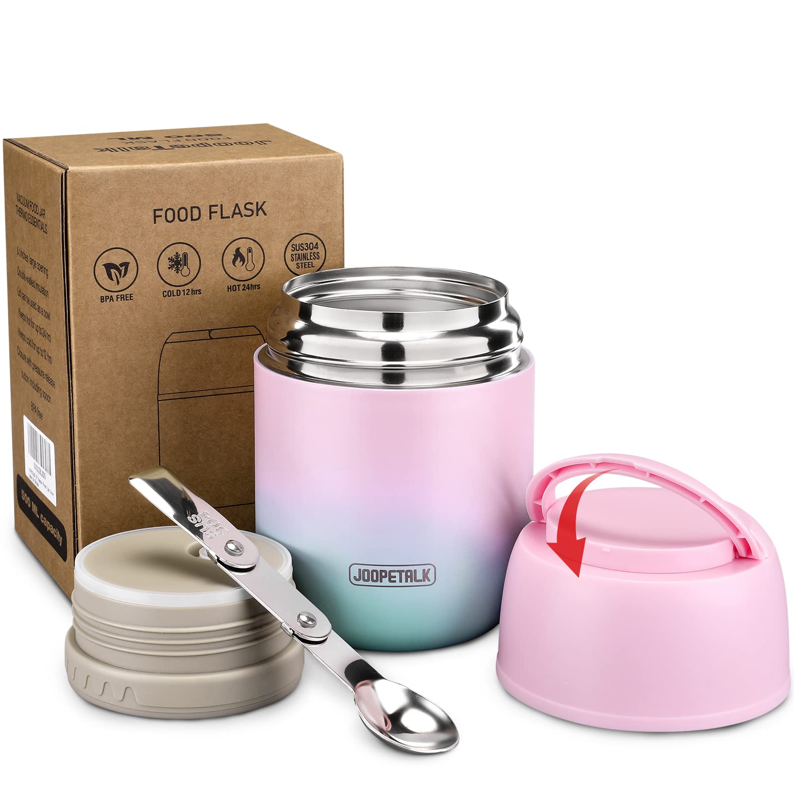 JOOPETALK 17oz insulated lunch blue pink